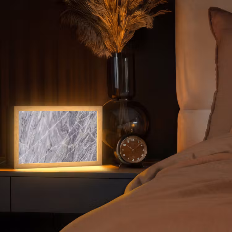 Marmer - Ader - Patroon - Abstract - Grijs Light Box met kabel (Tafellamp) klein -sfeer1