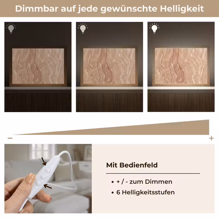 Marmer - Ader - Natuur - Abstract - Beige Light Box met kabel (Tafellamp) klein -USP_dimbaarDE