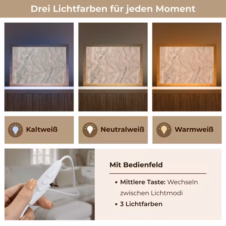 Marmer - Patroon - Abstract - Beige - Groen Light Box met kabel (Tafellamp) klein -USP_lichtkleurDE