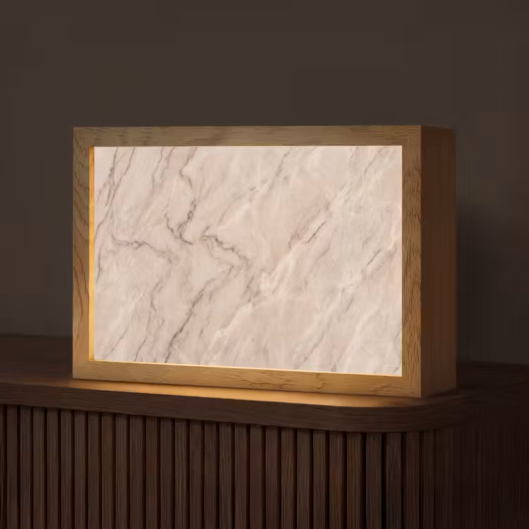Marmer - Patroon - Abstract - Modern - Beige Light Box met kabel (Tafellamp) klein -z3d_website