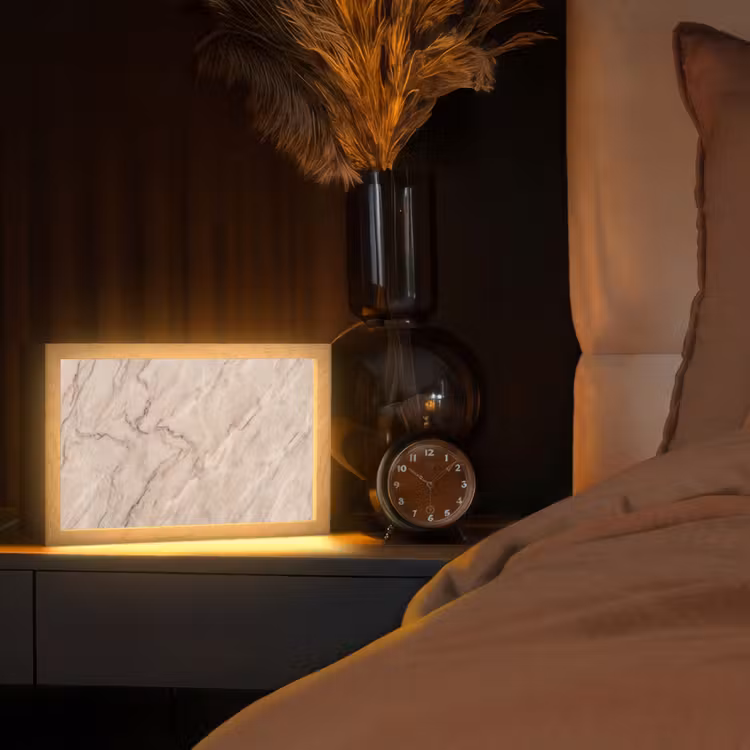 Marmer - Patroon - Abstract - Modern - Beige Light Box met kabel (Tafellamp) klein -sfeer1