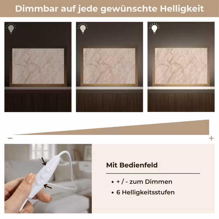Marmer - Patroon - Abstract - Modern - Beige Light Box met kabel (Tafellamp) klein -USP_dimbaarDE