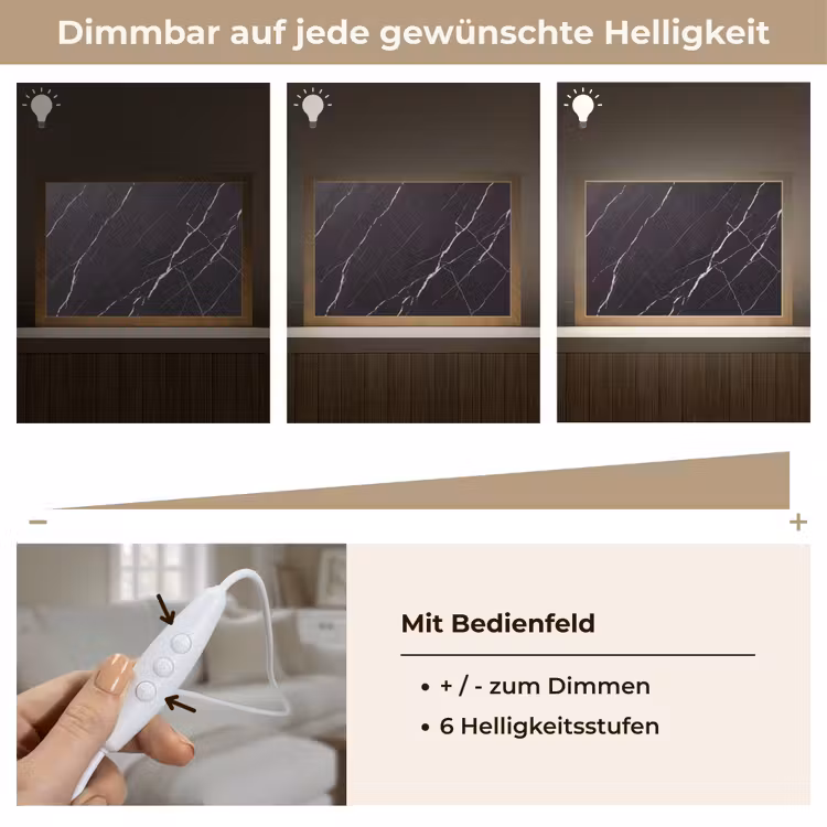 Marmer - Patroon - Abstract - Modern - Zwart Light Box met kabel (Tafellamp) klein -USP_dimbaarDE