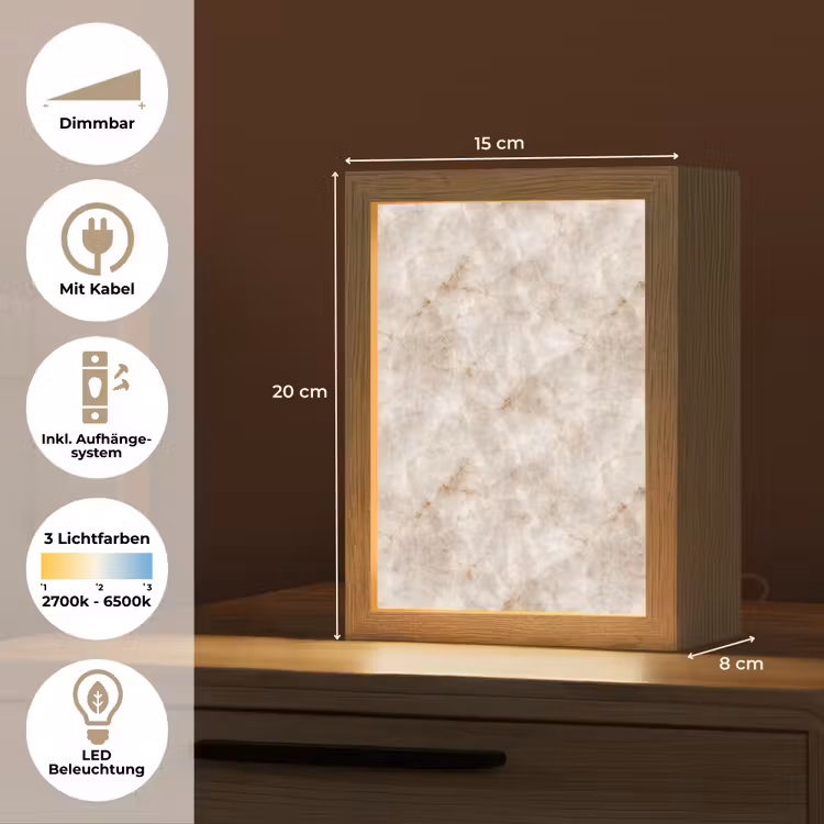 Marmer - Patroon - Klassiek Light Box met kabel (Tafellamp) klein 925 -USP_DE