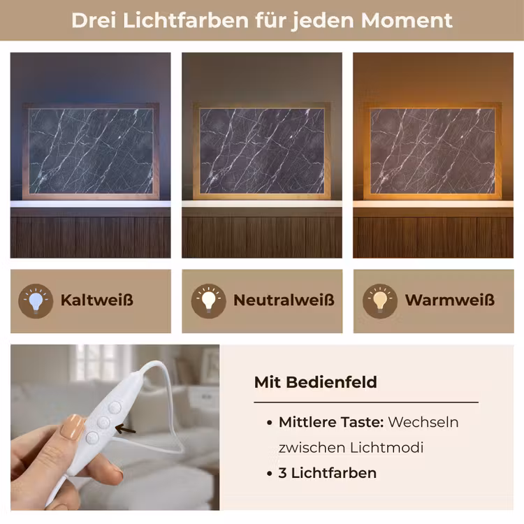 Marmer - Patroon - Modern - Zwart - Wit Light Box met kabel (Tafellamp) klein -USP_lichtkleurDE
