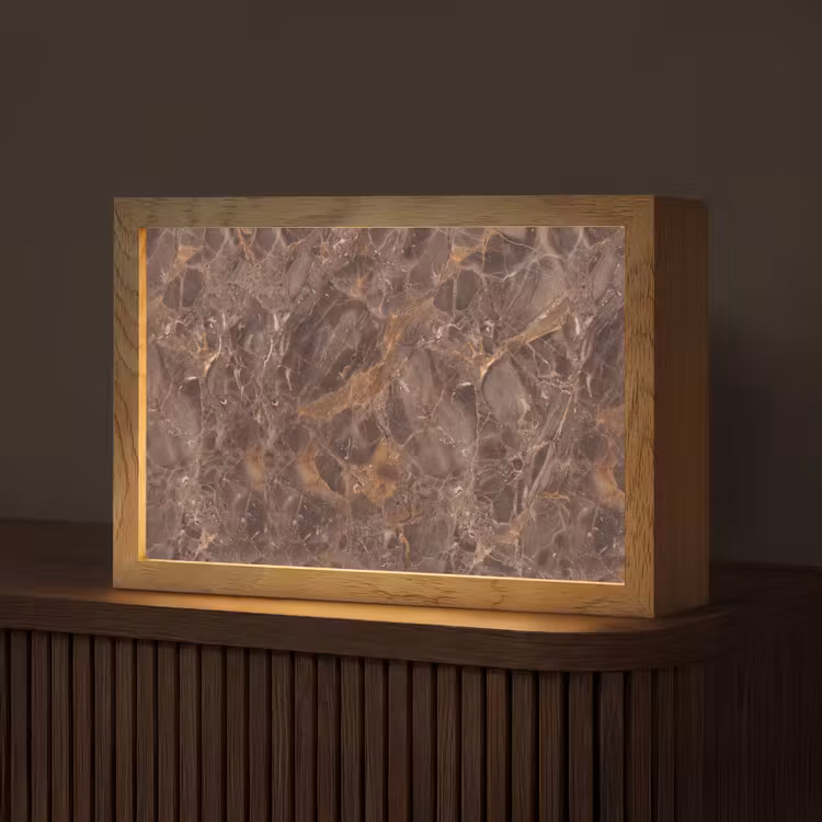 Marmer - Patroon - Natuur - Bruin - Goud Light Box met kabel (Tafellamp) klein -z3d_website