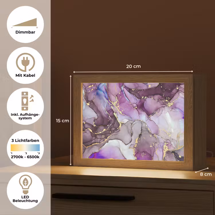 Marmer - Roze - Paars - Gold Light Box met kabel (Tafellamp) klein -USP_DE