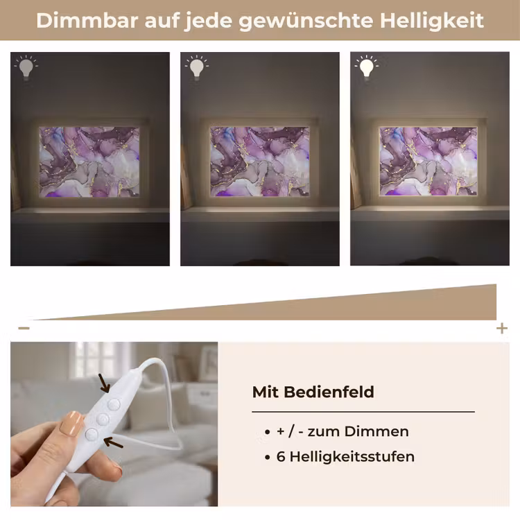 Marmer - Roze - Paars - Gold Light Box met kabel (Tafellamp) klein -USP_dimbaarDE