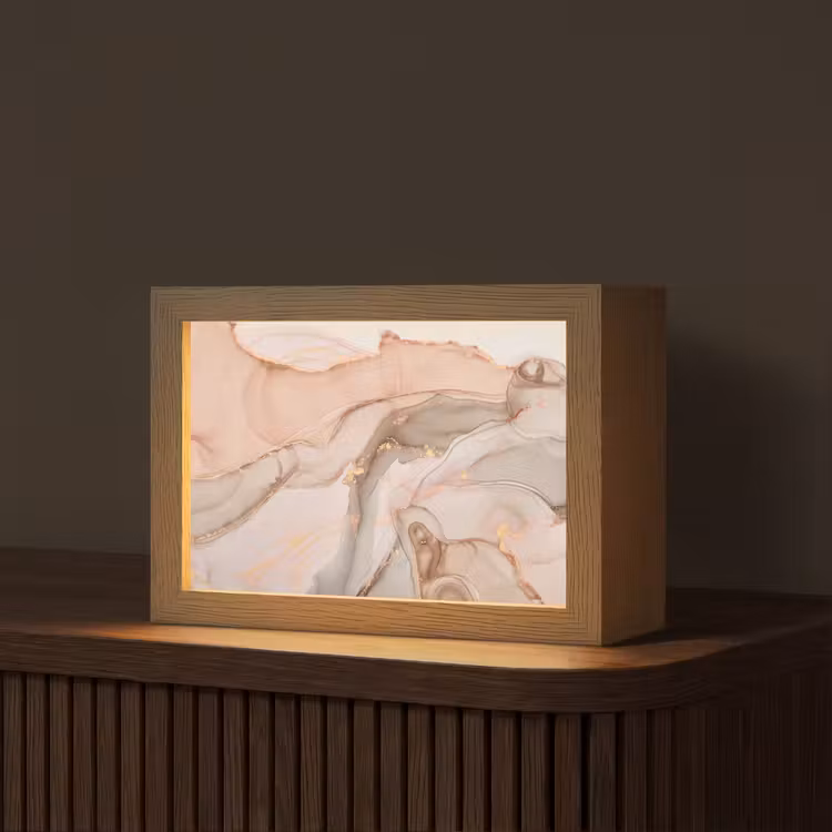Marmer - Roze - Rosé Light Box met kabel (Tafellamp) klein -z3d_website