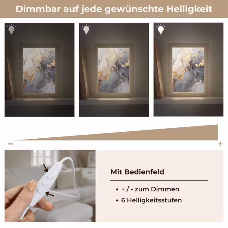 Marmer - Zwart - Goud - Wit Light Box met kabel (Tafellamp) klein -USP_dimbaarDE