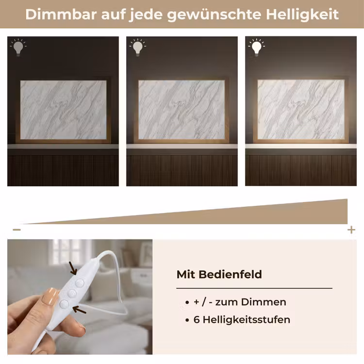 Marmer - Wit - Grijs - Structuur - Modern Light Box met kabel (Tafellamp) klein -USP_dimbaarDE