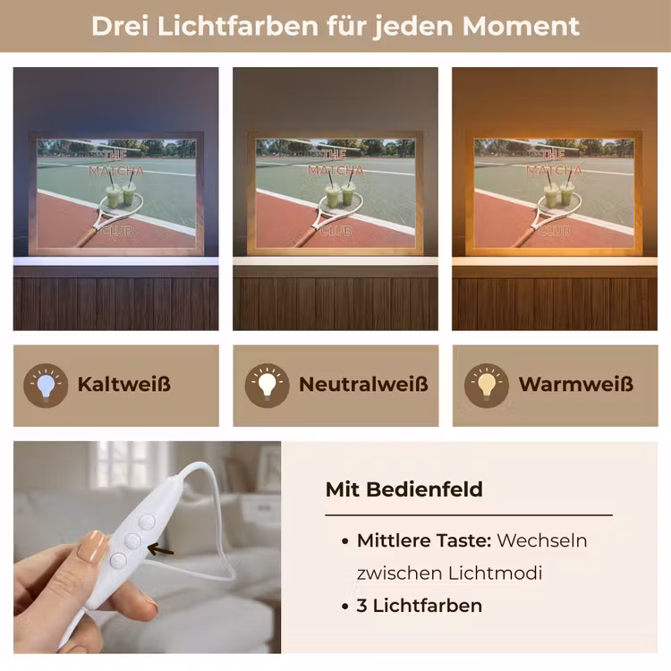 Matcha Club - Tennis - Matcha Light Box met kabel (Tafellamp) klein -USP_lichtkleurDE