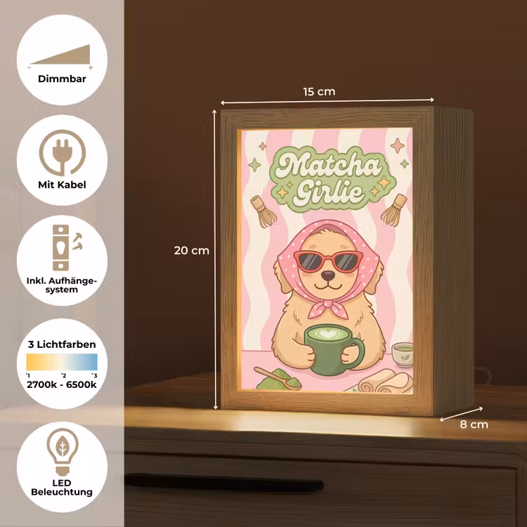 Matcha - Hond - Roze - Groen Light Box met kabel (Tafellamp) klein -USP_DE