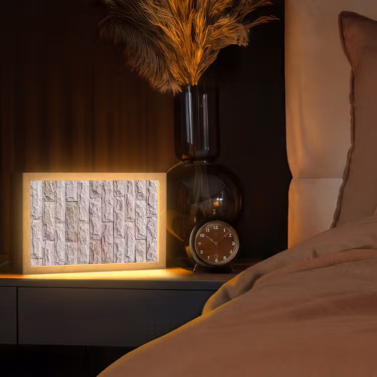 Muur - Steen - Ruw - Beige - Textuur Light Box met kabel (Tafellamp) klein -sfeer1