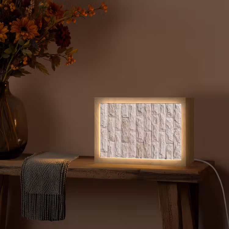 Muur - Steen - Ruw - Beige - Textuur Light Box met kabel (Tafellamp) klein -sfeer4