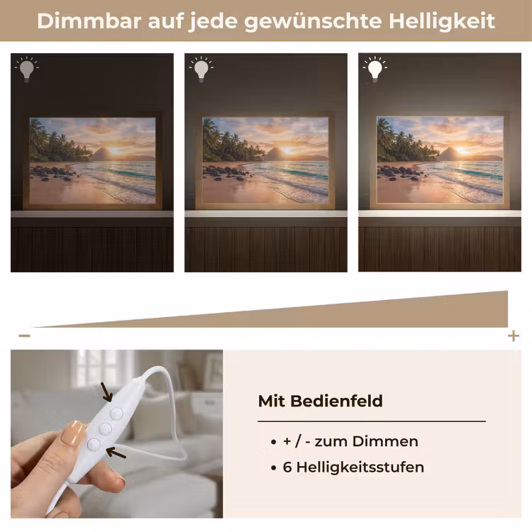 Zee - Berg - Landschap - Tropisch - Goud Light Box met kabel (Tafellamp) klein -USP_dimbaarDE