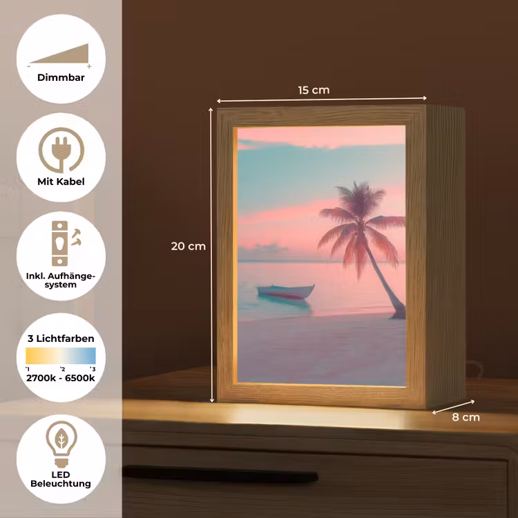 Zee - Boot - Zonsondergang Light Box met kabel (Tafellamp) klein -USP_DE