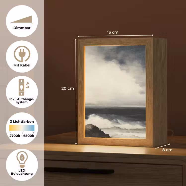 Zee - Rotsen - Storm Light Box met kabel (Tafellamp) klein -USP_DE