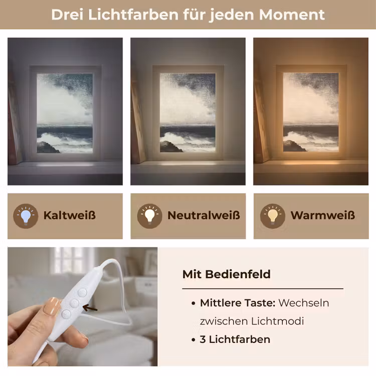 Zee - Rotsen - Storm Light Box met kabel (Tafellamp) klein -USP_lichtkleurDE