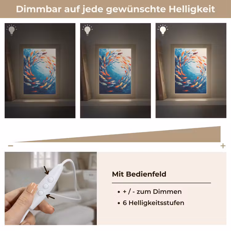Zee - Vissen - Kleurrijk - Dynamisch Light Box met kabel (Tafellamp) klein -USP_dimbaarDE