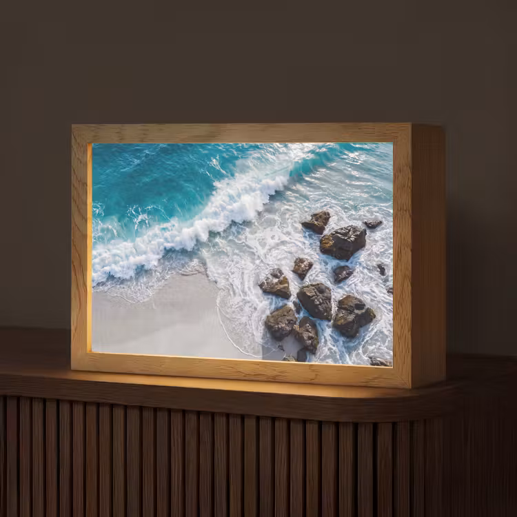 Zee - Golf - Strand - Natuur - Blauw Light Box met kabel (Tafellamp) klein -z3d_website
