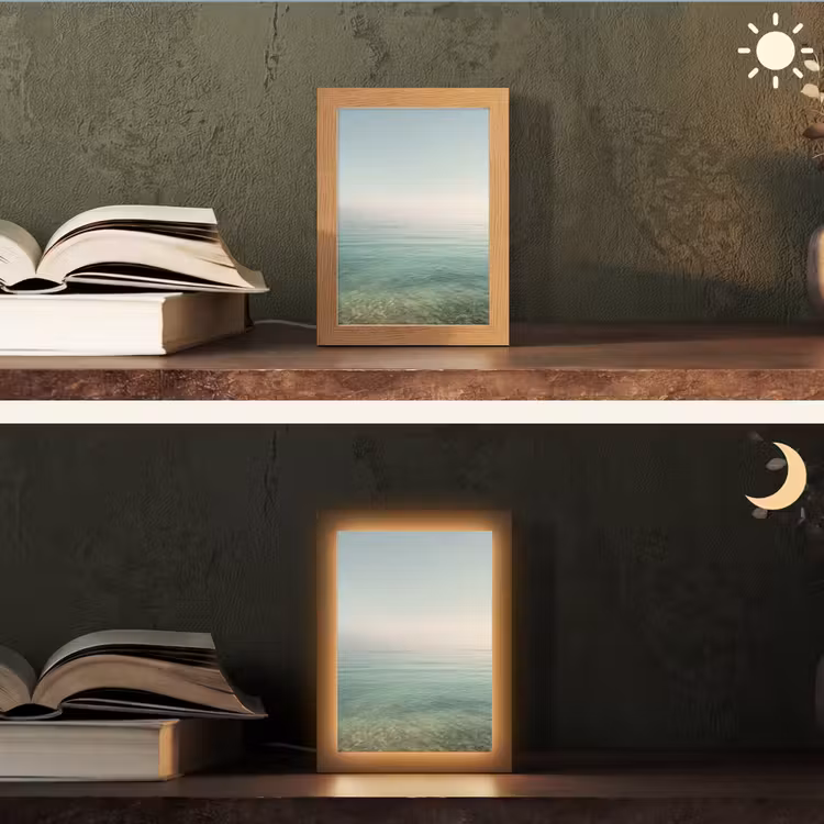 Zee - Horizon - Blauw - Mist Light Box met kabel (Tafellamp) klein -sfeer3