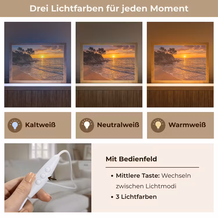 Zee - Kust - Zonsondergang - Natuur - Oranje Light Box met kabel (Tafellamp) klein -USP_lichtkleurDE