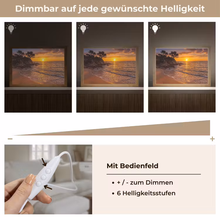 Zee - Kust - Zonsondergang - Natuur - Oranje Light Box met kabel (Tafellamp) klein -USP_dimbaarDE
