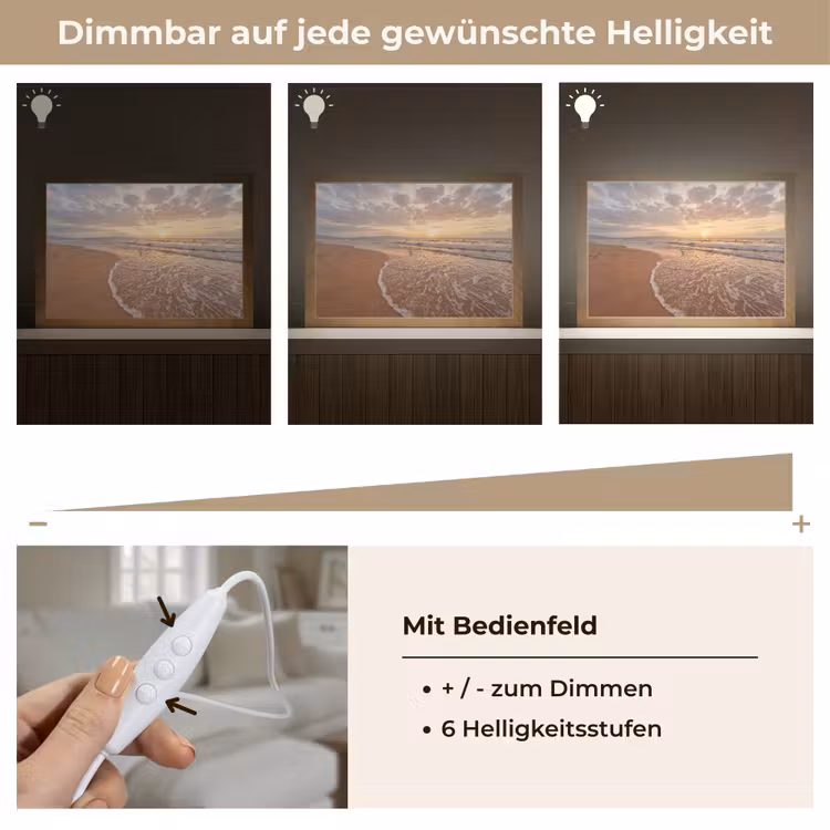 Zee - Kustlijn - Wolken - Landschap - Oranje Light Box met kabel (Tafellamp) klein -USP_dimbaarDE