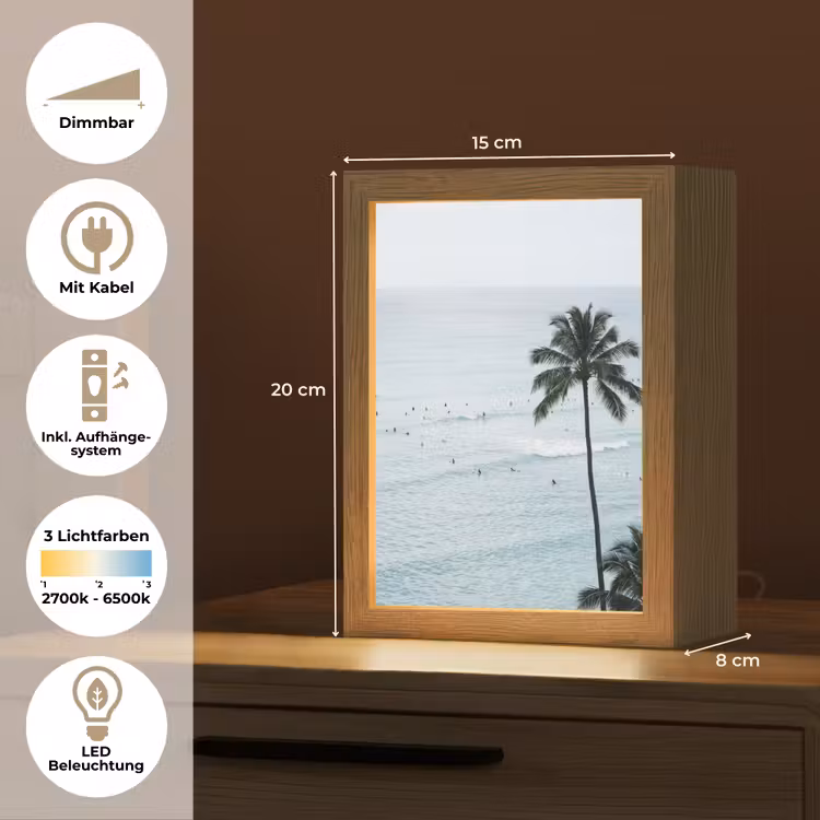 Oceaan - Palmbomen - Surfers Light Box met kabel (Tafellamp) klein -USP_DE