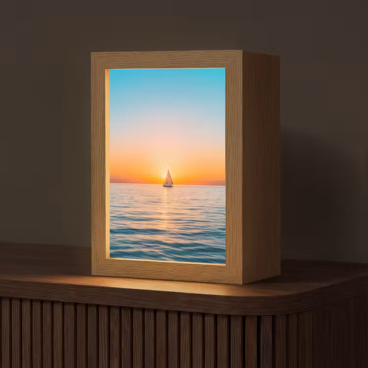 Zee - Zeilboot - Zonsondergang Light Box met kabel (Tafellamp) klein -z3d_website
