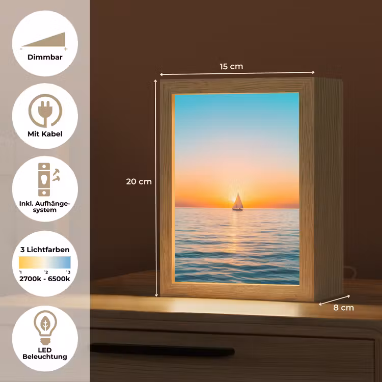 Zee - Zeilboot - Zonsondergang Light Box met kabel (Tafellamp) klein -USP_DE