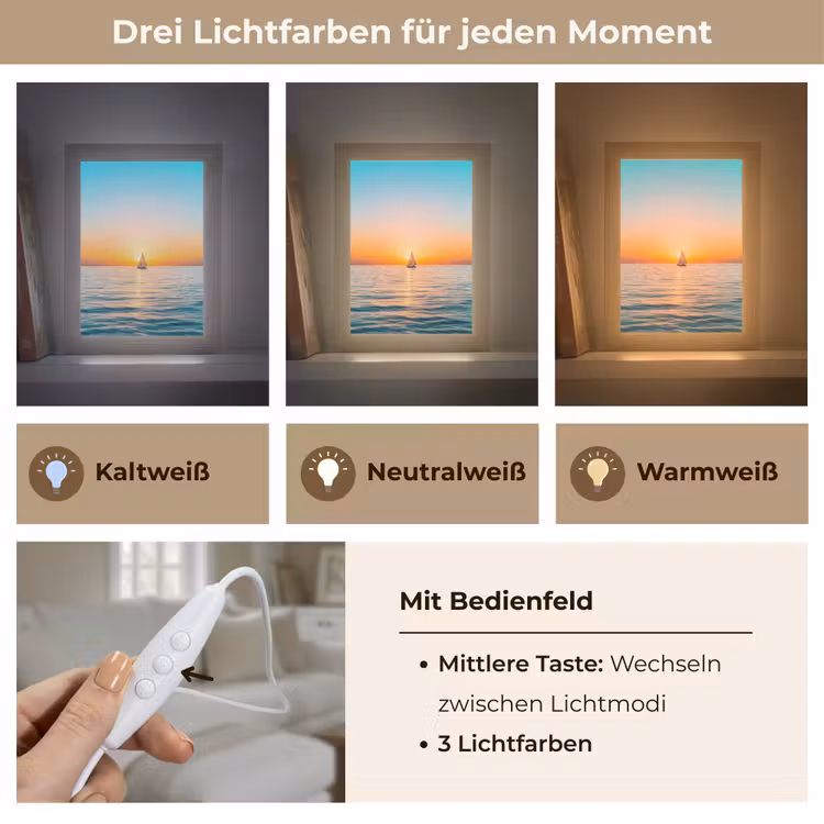 Zee - Zeilboot - Zonsondergang Light Box met kabel (Tafellamp) klein -USP_lichtkleurDE