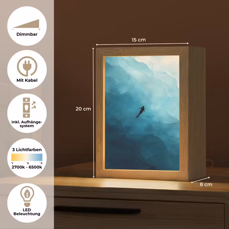 Zee - Silhouet - Abstract - Blauw Light Box met kabel (Tafellamp) klein -USP_DE