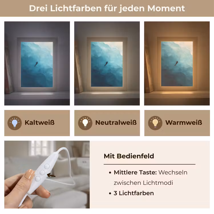 Zee - Silhouet - Abstract - Blauw Light Box met kabel (Tafellamp) klein -USP_lichtkleurDE