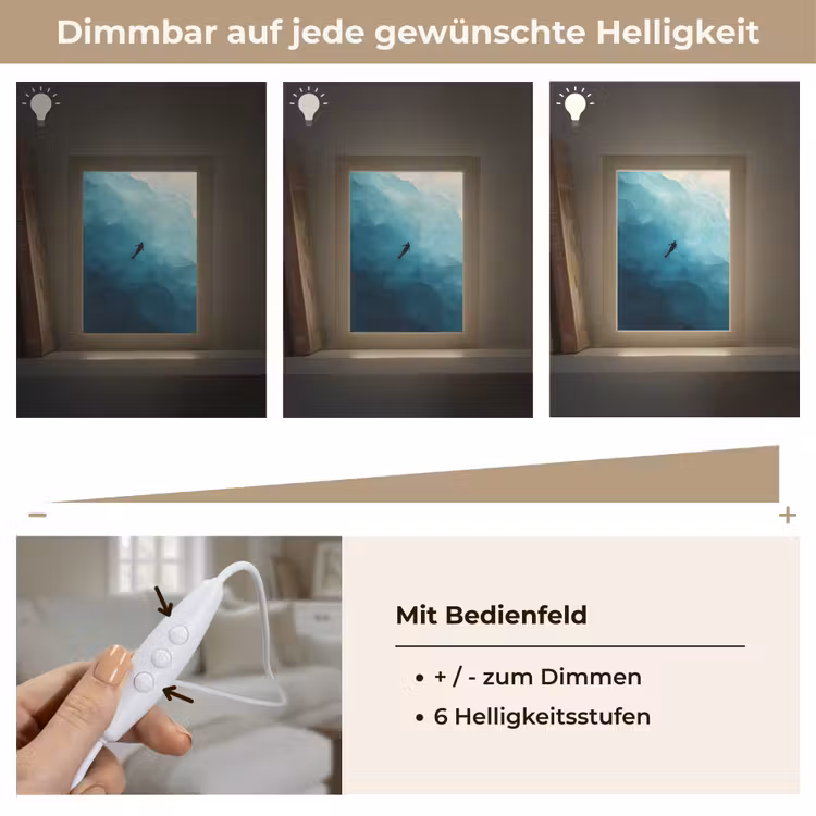 Zee - Silhouet - Abstract - Blauw Light Box met kabel (Tafellamp) klein -USP_dimbaarDE