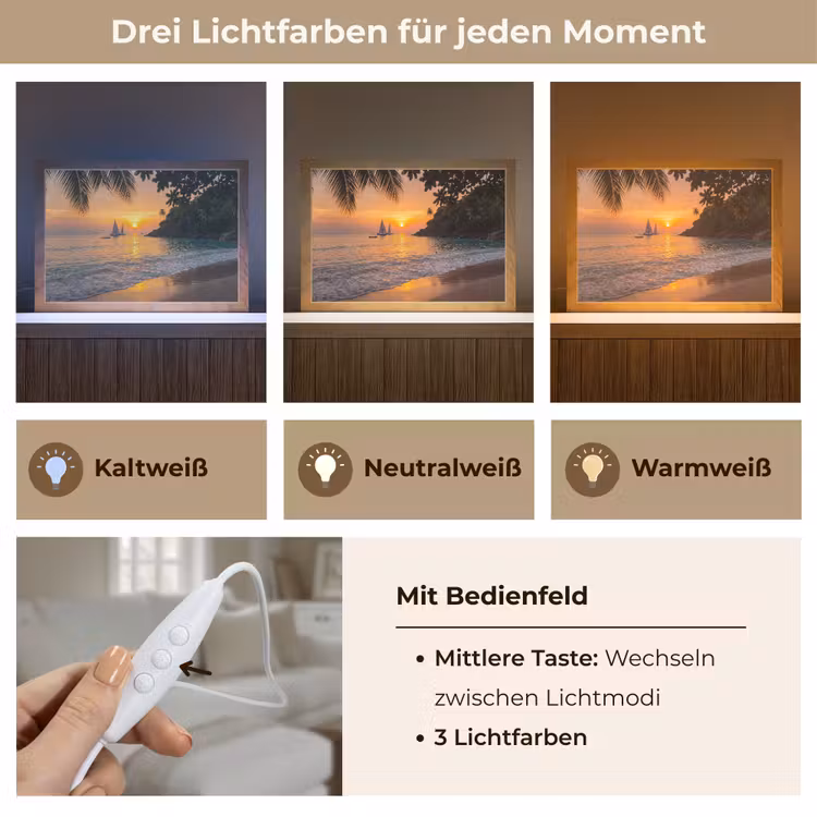 Zee - Zonsondergang - Boot - Natuur - Oranje Light Box met kabel (Tafellamp) klein -USP_lichtkleurDE