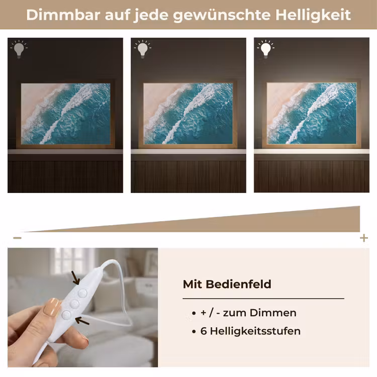 Zee - Strand - Golven - Natuur - Blauw Light Box met kabel (Tafellamp) klein -USP_dimbaarDE