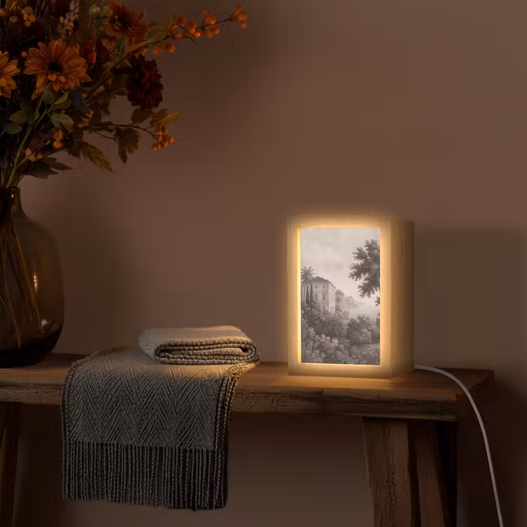 Zee - Villa - Beige Light Box met kabel (Tafellamp) klein -sfeer4