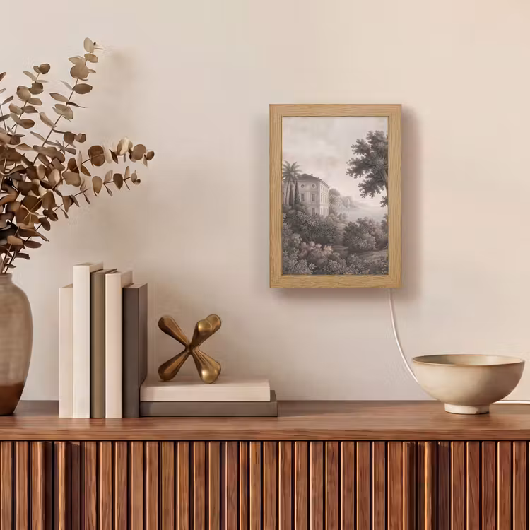 Zee - Villa - Beige Light Box met kabel (Tafellamp) klein -sfeer2