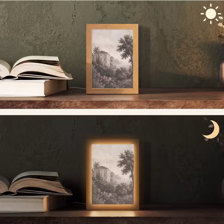 Zee - Villa - Beige Light Box met kabel (Tafellamp) klein -sfeer3