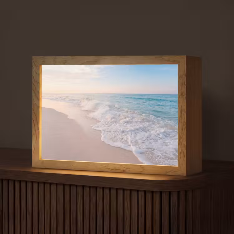 Zee - Golven - Strand - Natuur - Wit Light Box met kabel (Tafellamp) klein -z3d_website
