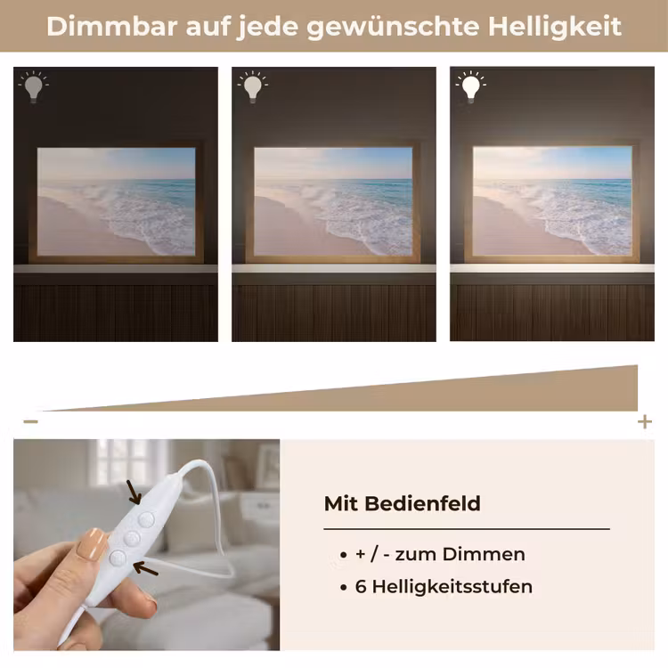 Zee - Golven - Strand - Natuur - Wit Light Box met kabel (Tafellamp) klein -USP_dimbaarDE