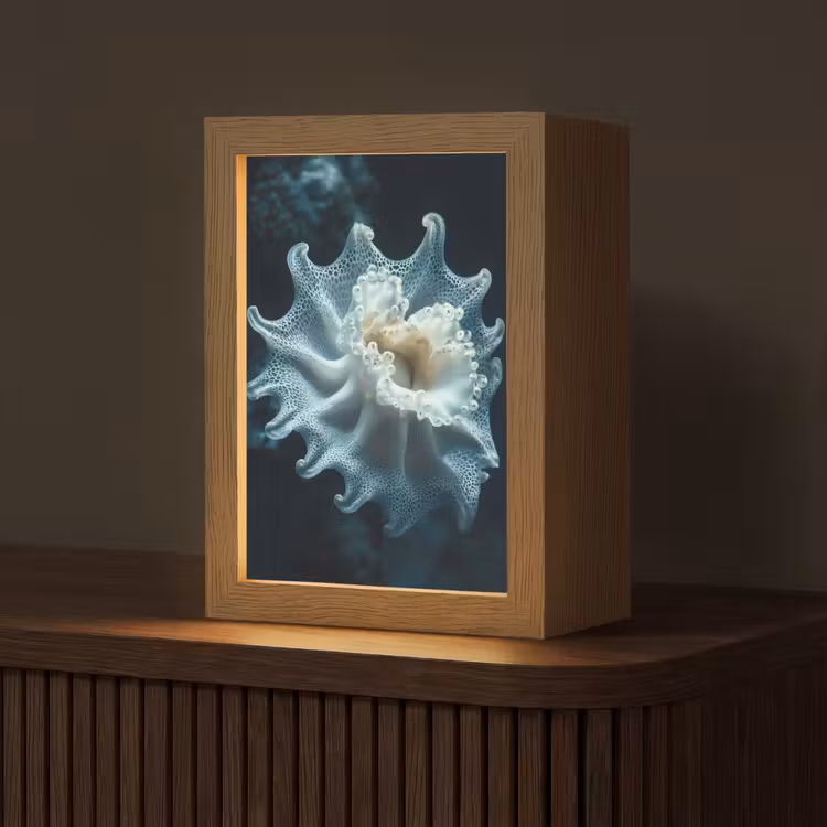 Zeewezen - Wit - Golven - Water Light Box met kabel (Tafellamp) klein -z3d_website