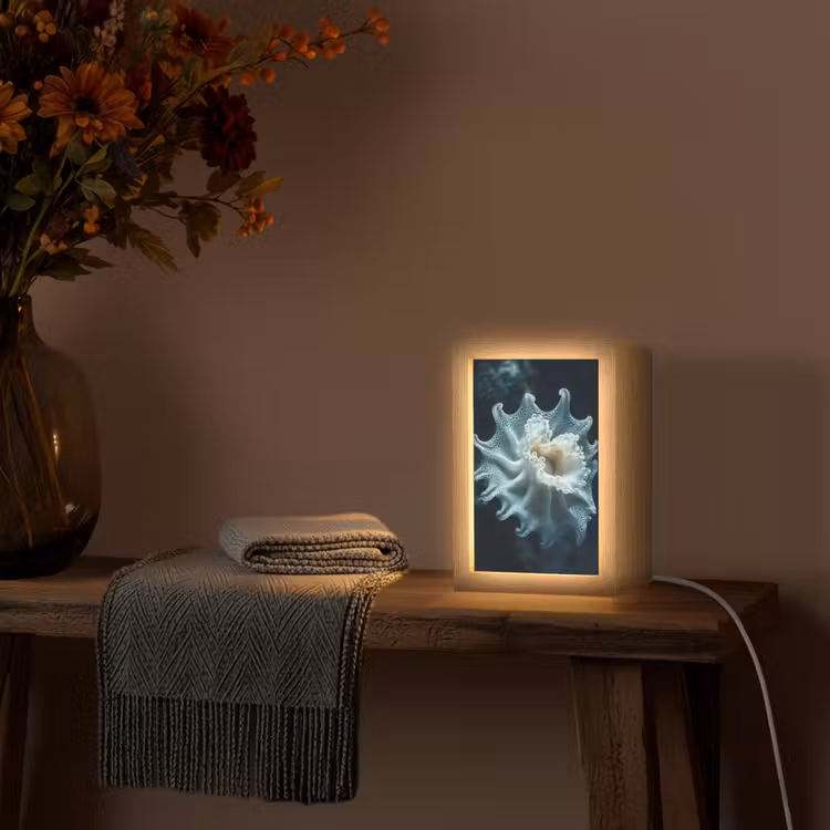 Zeewezen - Wit - Golven - Water Light Box met kabel (Tafellamp) klein -sfeer4