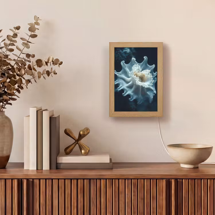 Zeewezen - Wit - Golven - Water Light Box met kabel (Tafellamp) klein -sfeer2