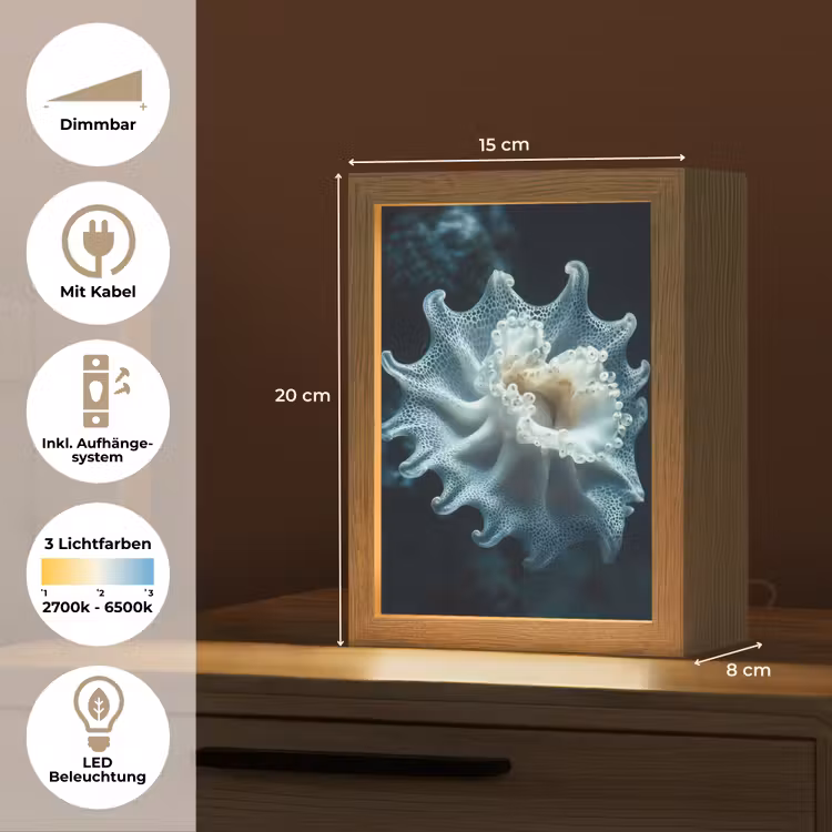 Zeewezen - Wit - Golven - Water Light Box met kabel (Tafellamp) klein -USP_DE