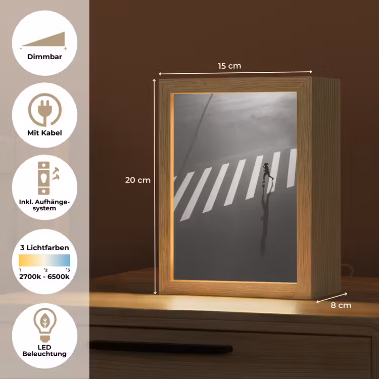 Zeebrapad - Hardloper - Zwart - Wit Light Box met kabel (Tafellamp) klein -USP_DE