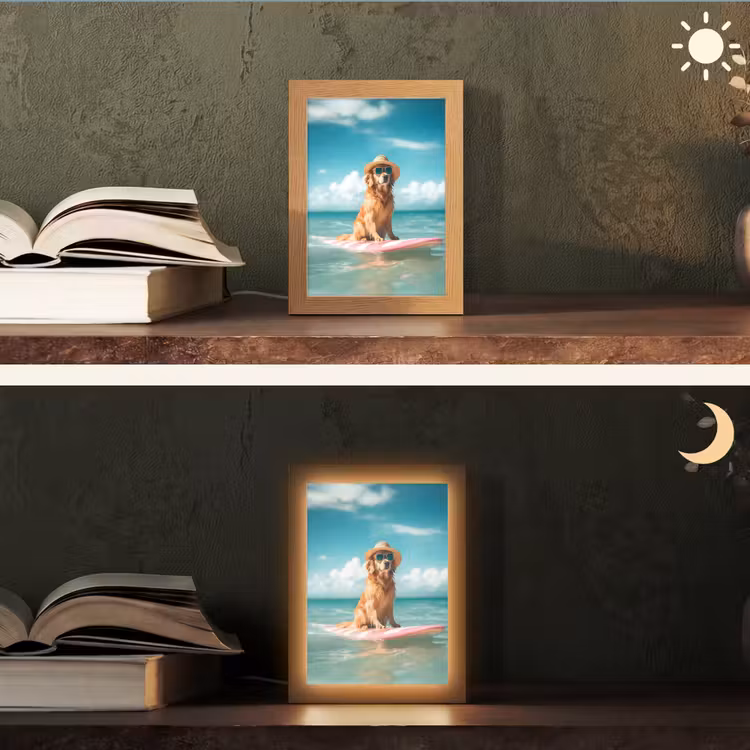 Zeewater - Hond - Golden retriever - Zonnebril Light Box met kabel (Tafellamp) klein -sfeer3