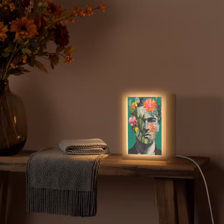 Man - Planten - Groen Light Box met kabel (Tafellamp) klein -sfeer4